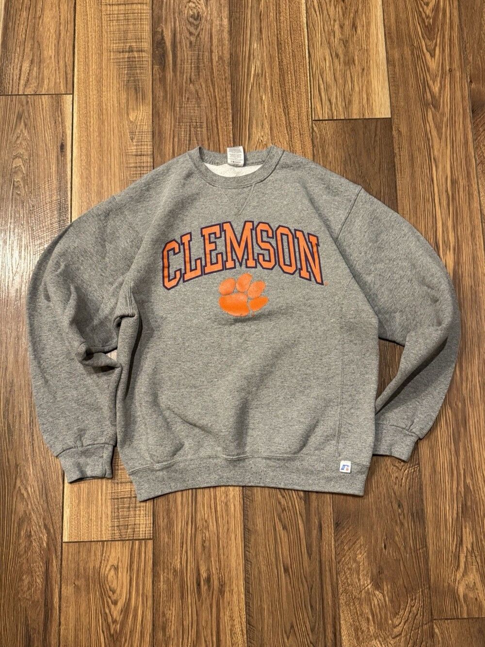 Vintage Clemson Tigers Sweatshirt Crewneck Sz M Gray Football Russell Athletic
